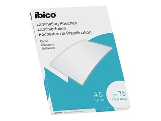 Laminēšanas plēves Ibico, A5, 75 mic., glancētas, 100 gab.