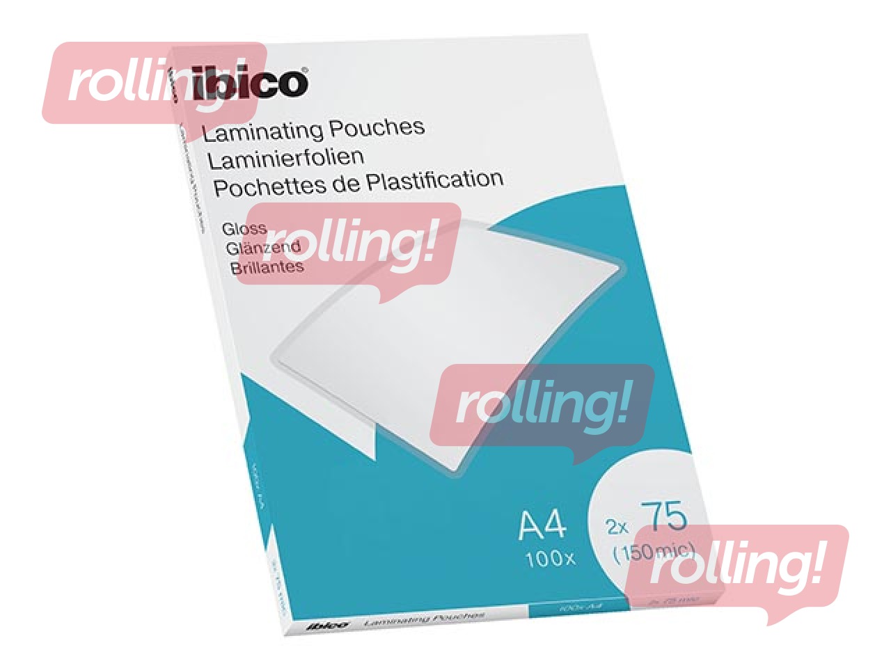 Laminēšanas plēves Ibico, A4, 75 mic., glancētas, 100 gab.