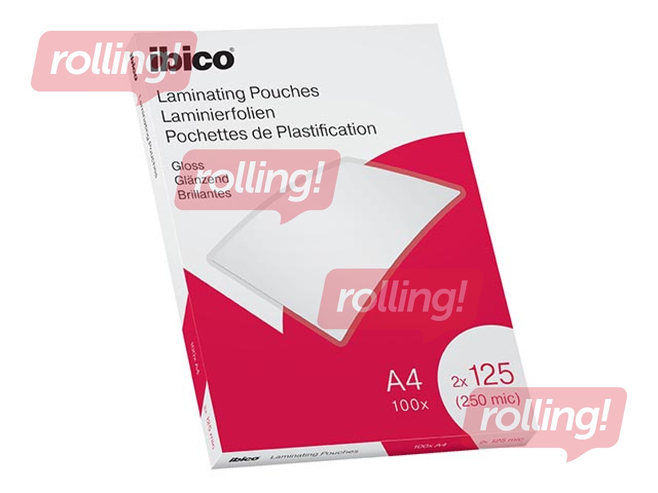 Laminating pouches Ibico, A4, 125 mic., glossy, 100 pcs.