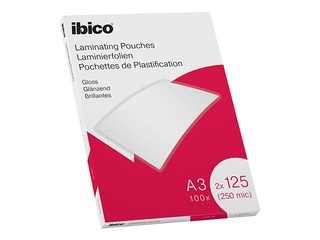 Laminēšanas plēves Ibico, A3, 125 mic., glancētas, 100 gab.