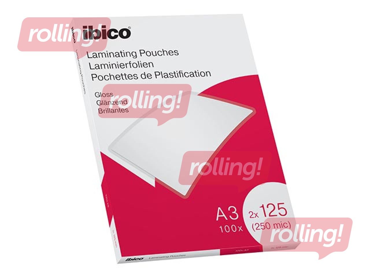 Laminēšanas plēves Ibico, A3, 125 mic., glancētas, 100 gab.
