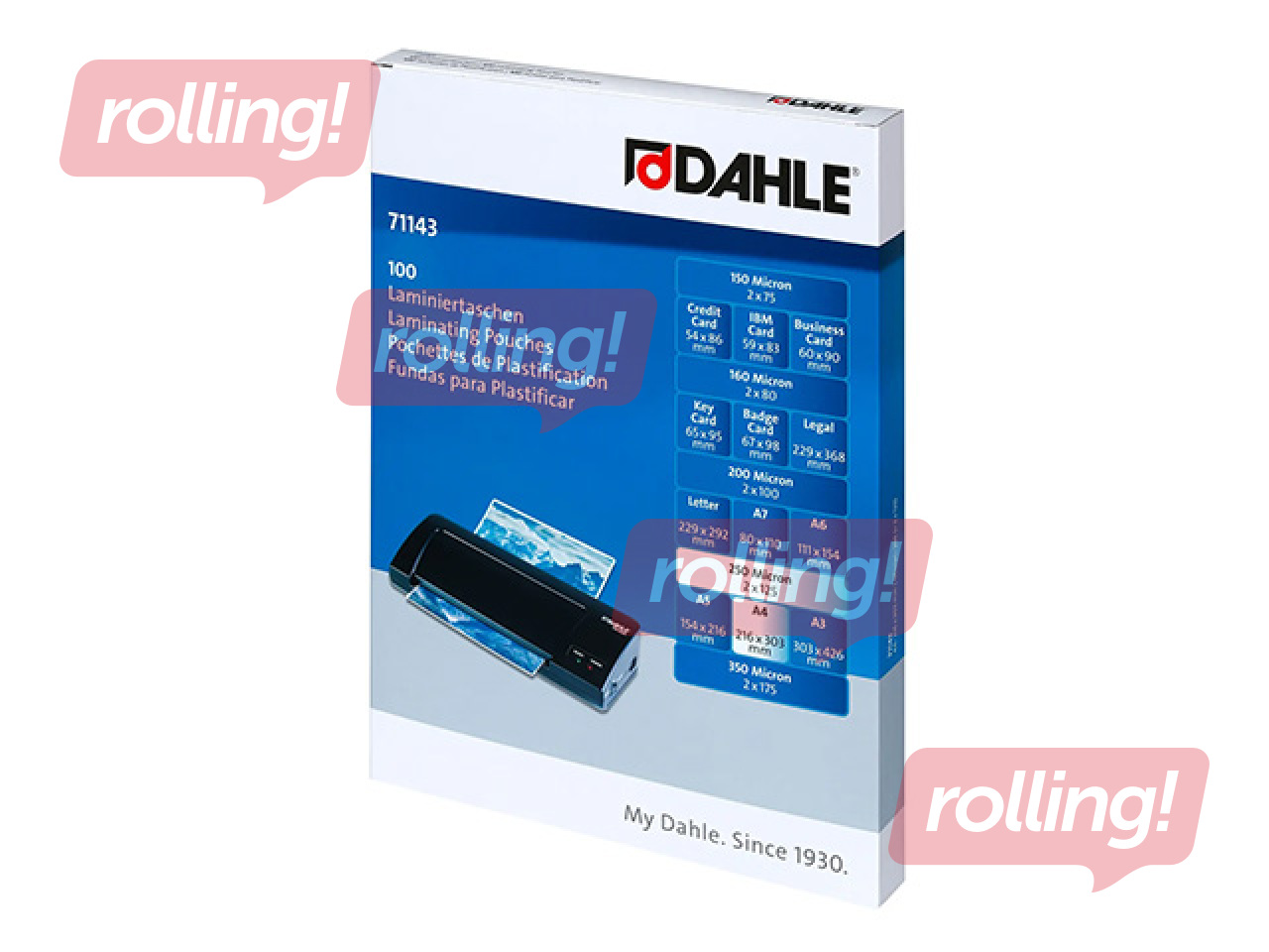 Laminating pouches Dahle, A4, 125 mic., 100 pcs