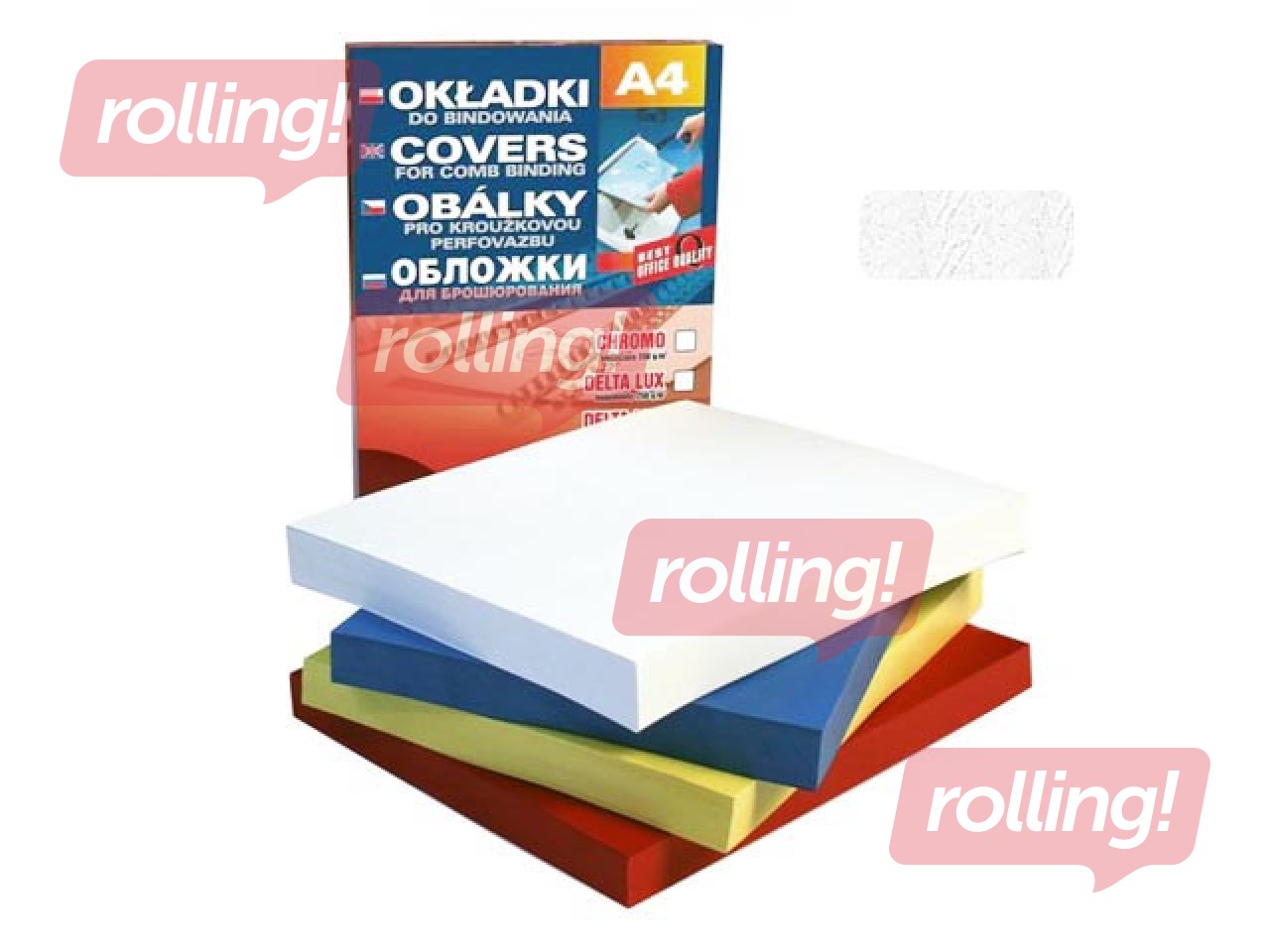 Iesiešanas aizmugures vāks Delta, A4, 250 g/m2, 100 gab., balts