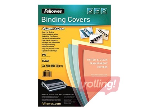 Обложка для переплёта верхняя Fellowes, A4, 300 мик., 100 шт., прозрачная