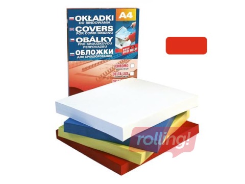 Binding back cover Delta, A4, 250 g/m2, 100 pcs, red