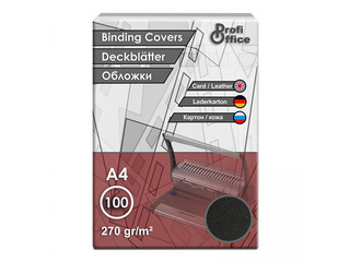 Köitmise tagakaas ProfiOffice, kunstnaha tekstuuriga, must, 270g/m², A4, 100 tk