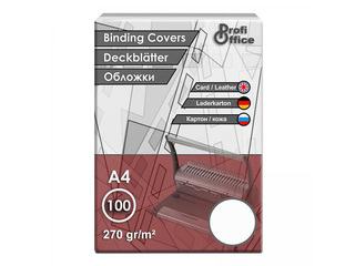 Iesiešanas aizmugures vāks ProfiOffice ar makslīgas ādas faktūru, balts, 270g/m2, A4, 100 gab.