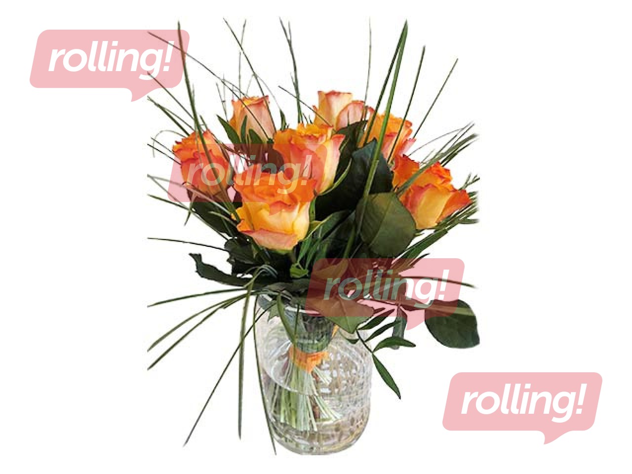 Bouquet of 7 roses with decorative ribbon, (40cm)