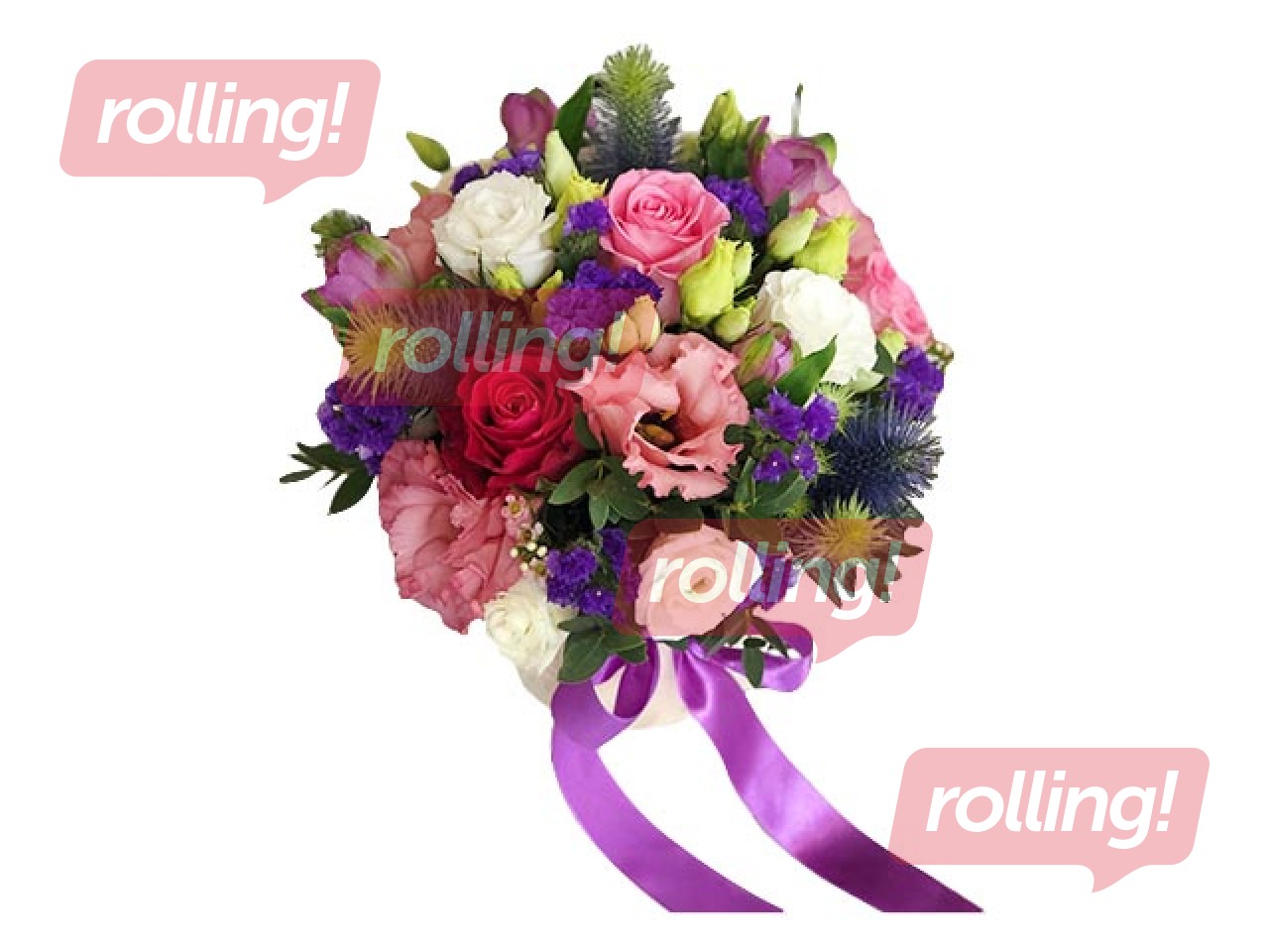 Ziedu kompozīcija podiņā, no dažādiem ziediem (diametrs 20cm)