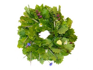 Oak leaf wreath with flowers, tie-on, Ø25cm