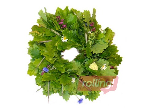 Ozollapu vainags ar ziediem, sasienams, Ø25cm