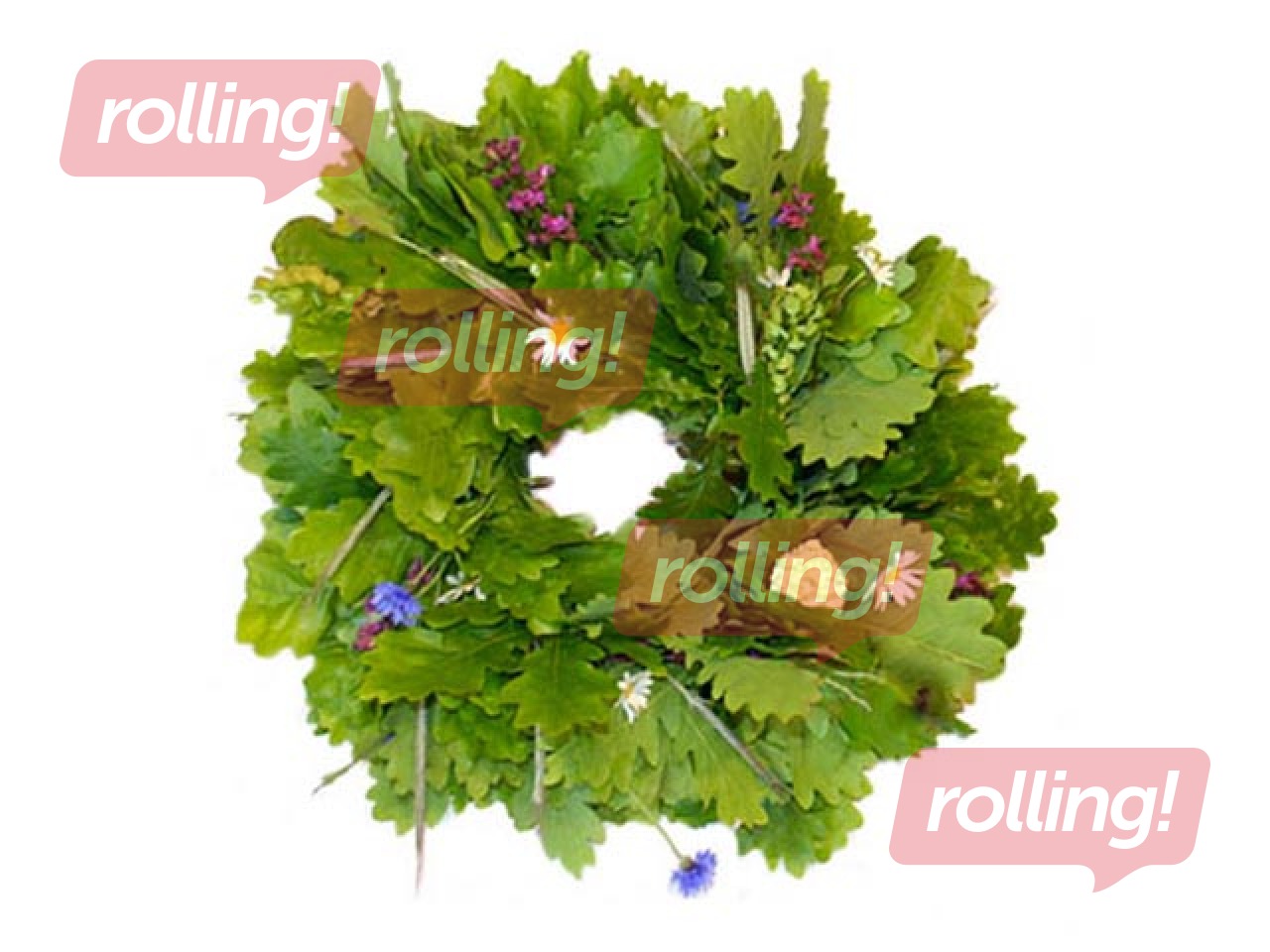 Ozollapu vainags ar ziediem, sasienams, Ø25cm