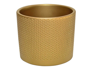 Decorative flower pot Domoletti, ceramic, gold, Ø19x17.6cm
