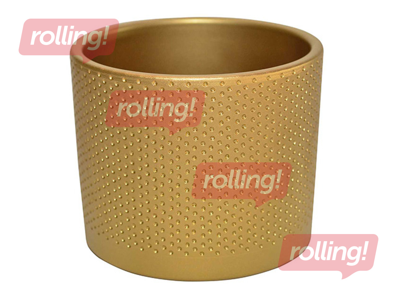 Decorative flower pot Domoletti, ceramic, gold, Ø19x17.6cm