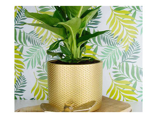 Decorative flower pot Domoletti, ceramic, gold, Ø19x17.6cm