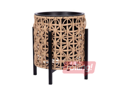 Dekoratiivne lillepott Wicker, alusega, pruun, Ø20x32cm