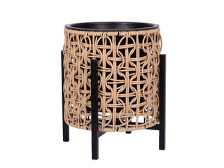 Dekoratiivne lillepott Wicker, alusega, pruun, Ø20x32cm