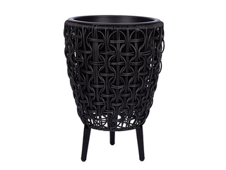 Dekoratiivne lillepott Wicker, must, Ø28x42cm
