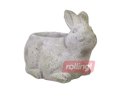 Dekoratīvais puķu pods Stone trusis, betona, pelēks, 18x13x14.5cm