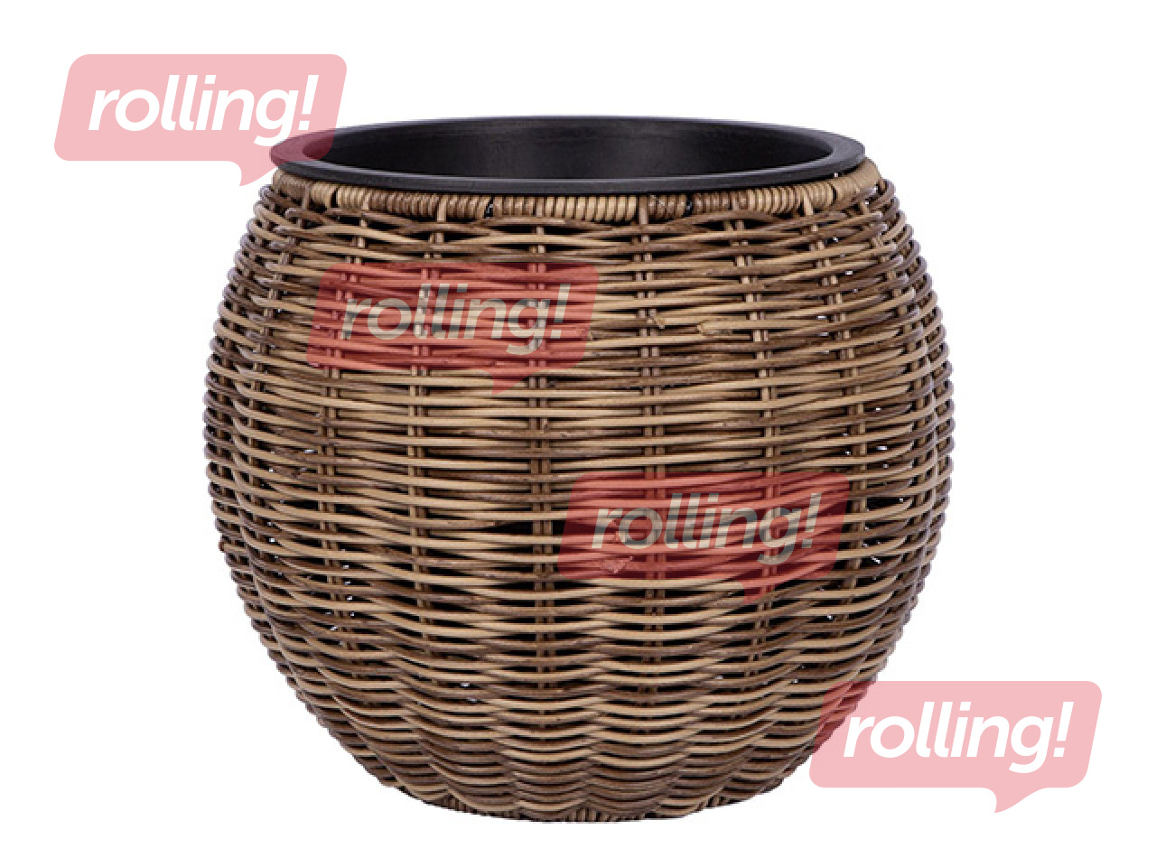 Декоративный цветочный горшок Wicker, коричневый, Ø26x22см