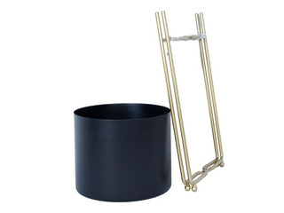 Dekoratīvais puķu pods Deia Black S, ar statīvu, metāla, melns, 19.5x18x37cm