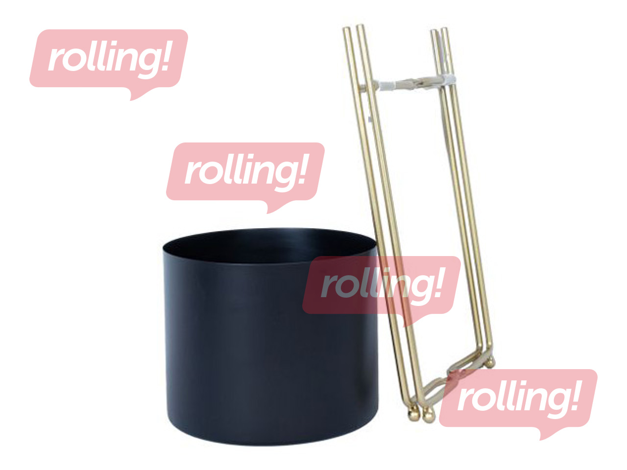 Dekoratīvais puķu pods Deia Black S, ar statīvu, metāla, melns, 19.5x18x37cm