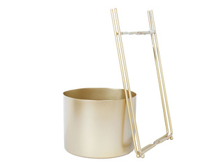 Dekoratīvais puķu pods Deia Gold M, ar statīvu, metāla, zelta, 21.5x20.5x47cm