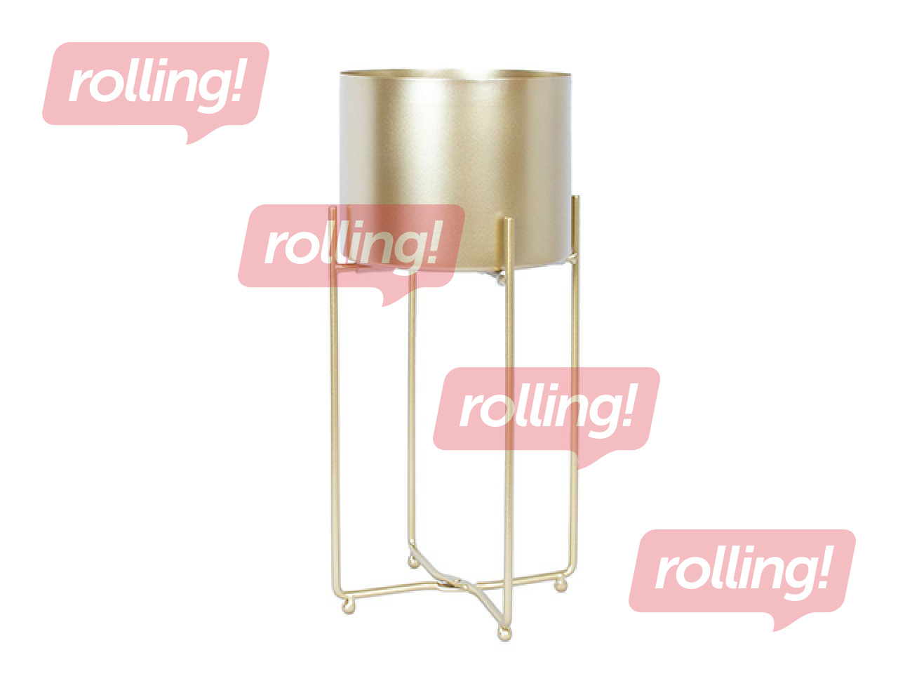 Декоративный цветочный горшок Deia Gold M, с подставкой, металлический, золотой, 21.5×20.5×47см