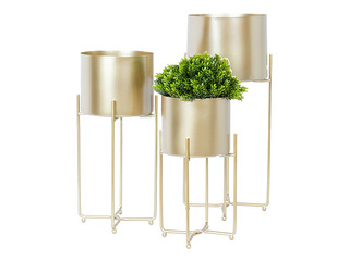 Декоративный цветочный горшок Deia Gold M, с подставкой, металлический, золотой, 21.5×20.5×47см