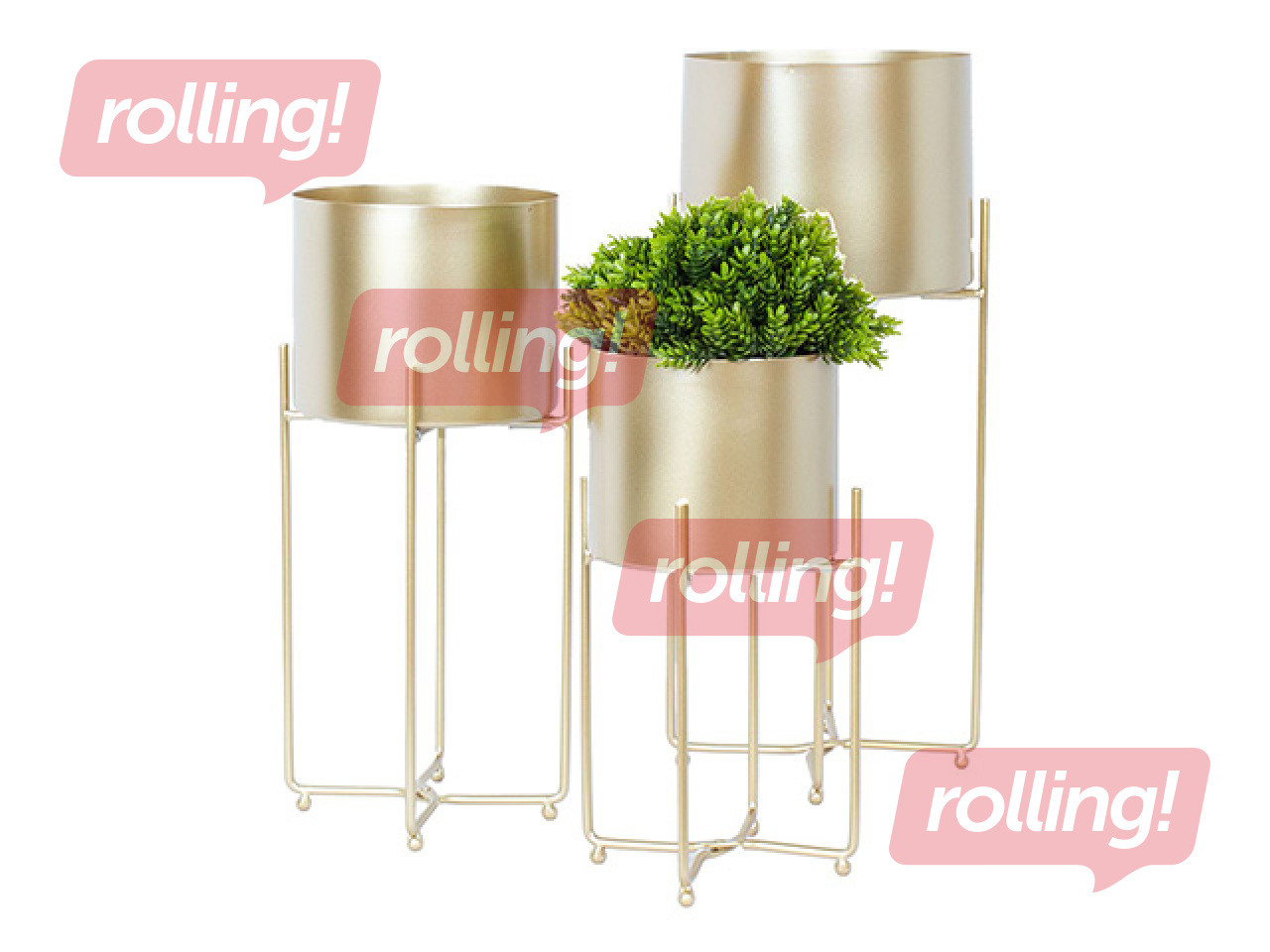 Декоративный цветочный горшок Deia Gold M, с подставкой, металлический, золотой, 21.5×20.5×47см