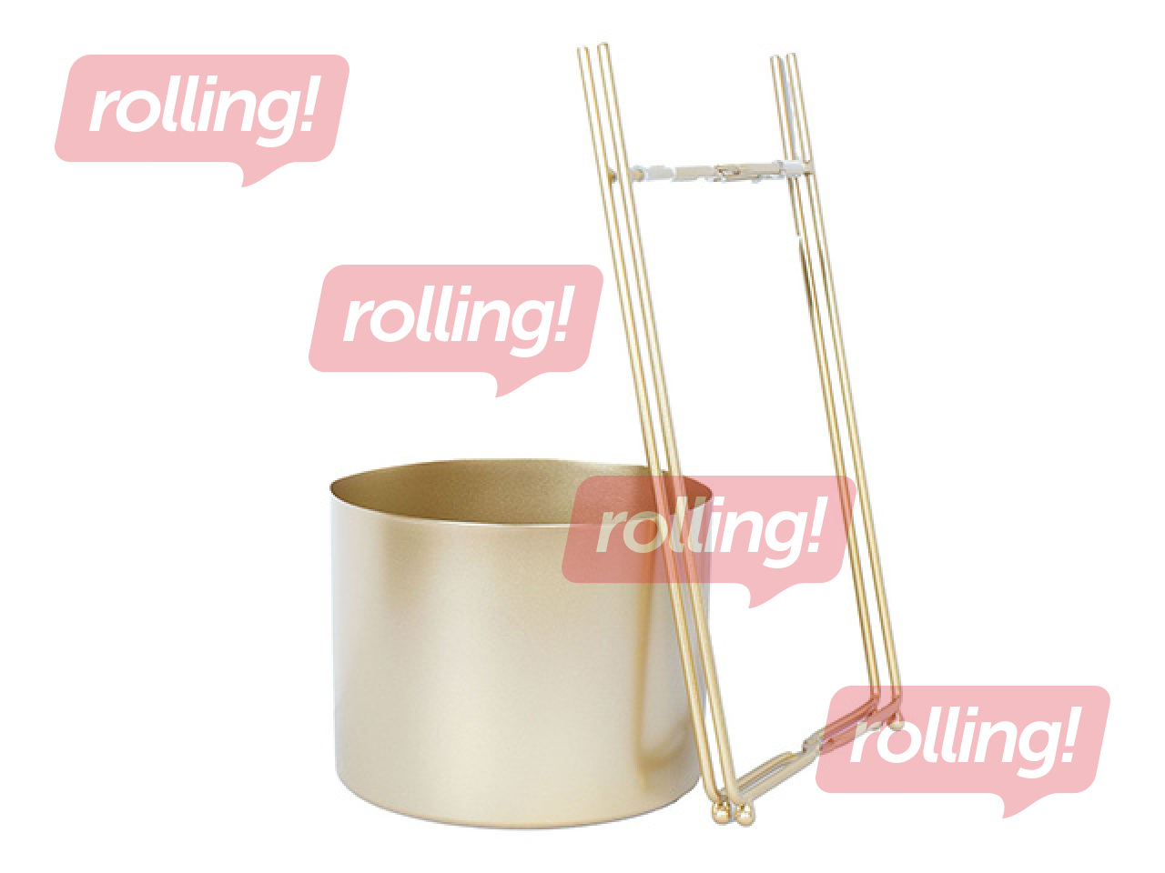 Декоративный цветочный горшок Deia Gold M, с подставкой, металлический, золотой, 21.5×20.5×47см