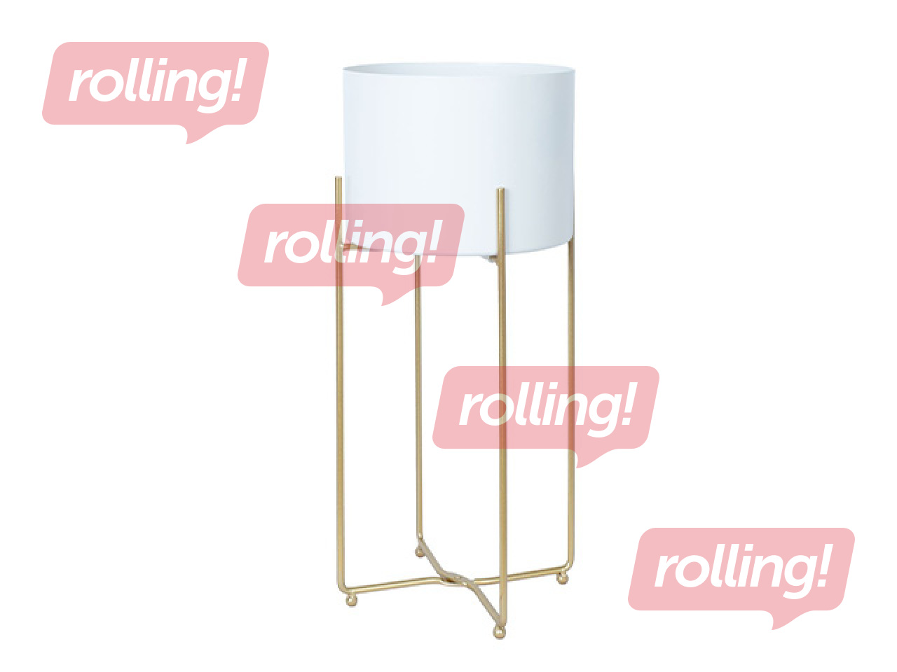 Decorative flower pot Deia White L, with stand, metal, white, 24.5×23.5×57cm