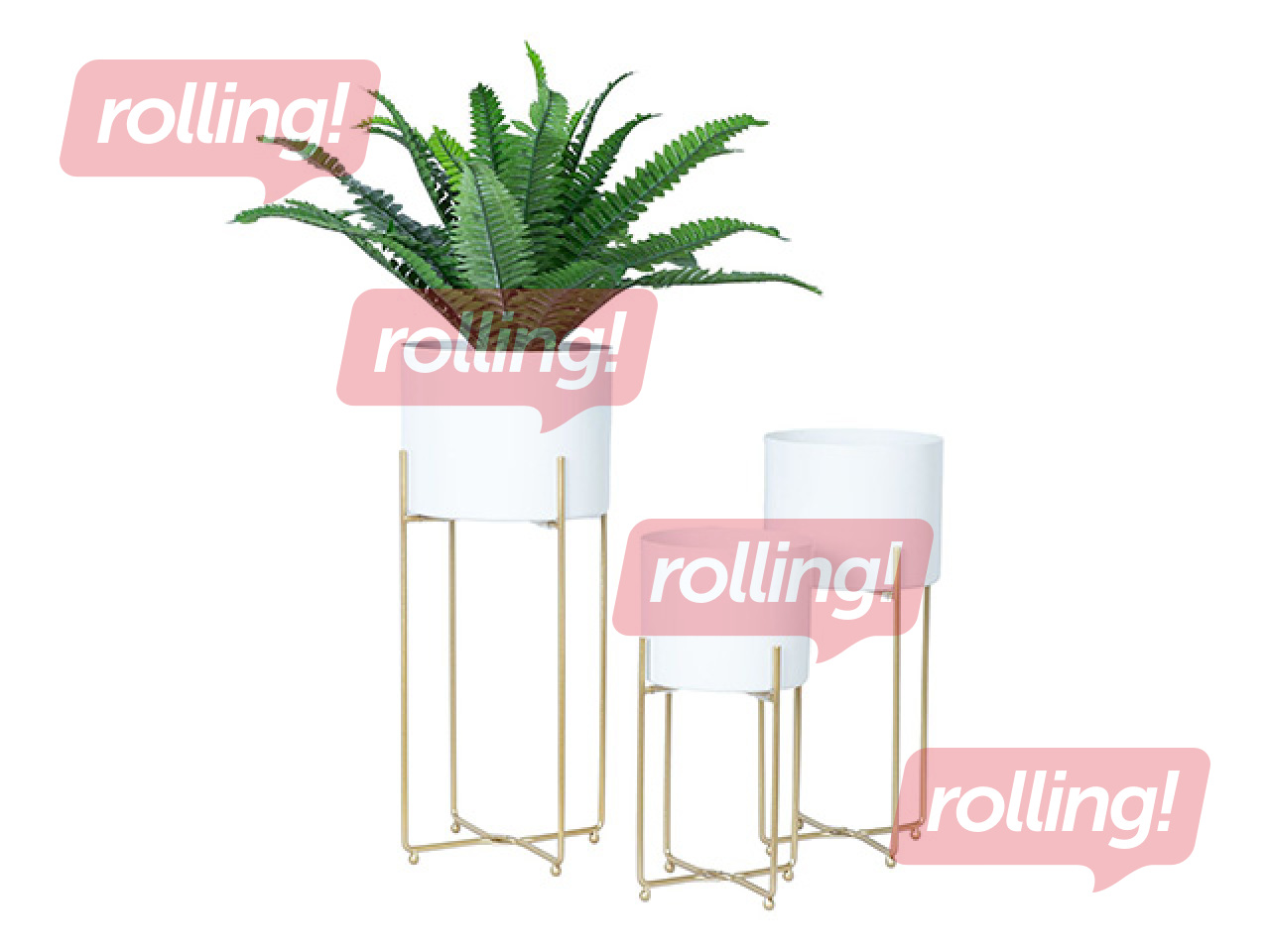 Decorative flower pot Deia White L, with stand, metal, white, 24.5×23.5×57cm