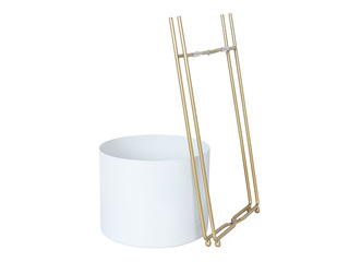 Dekoratīvais puķu pods Deia White L, ar statīvu, metāla, balts, 24.5x23.5.5x57cm