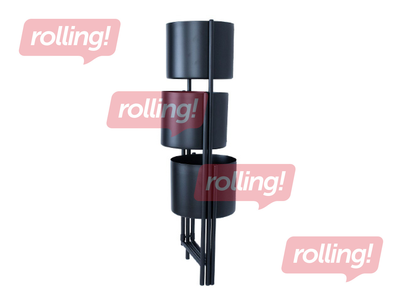 Dekoratīvais puķu pods Deia Trio, ar statīvu, metāla, melns, 23x22.5x75.5cm