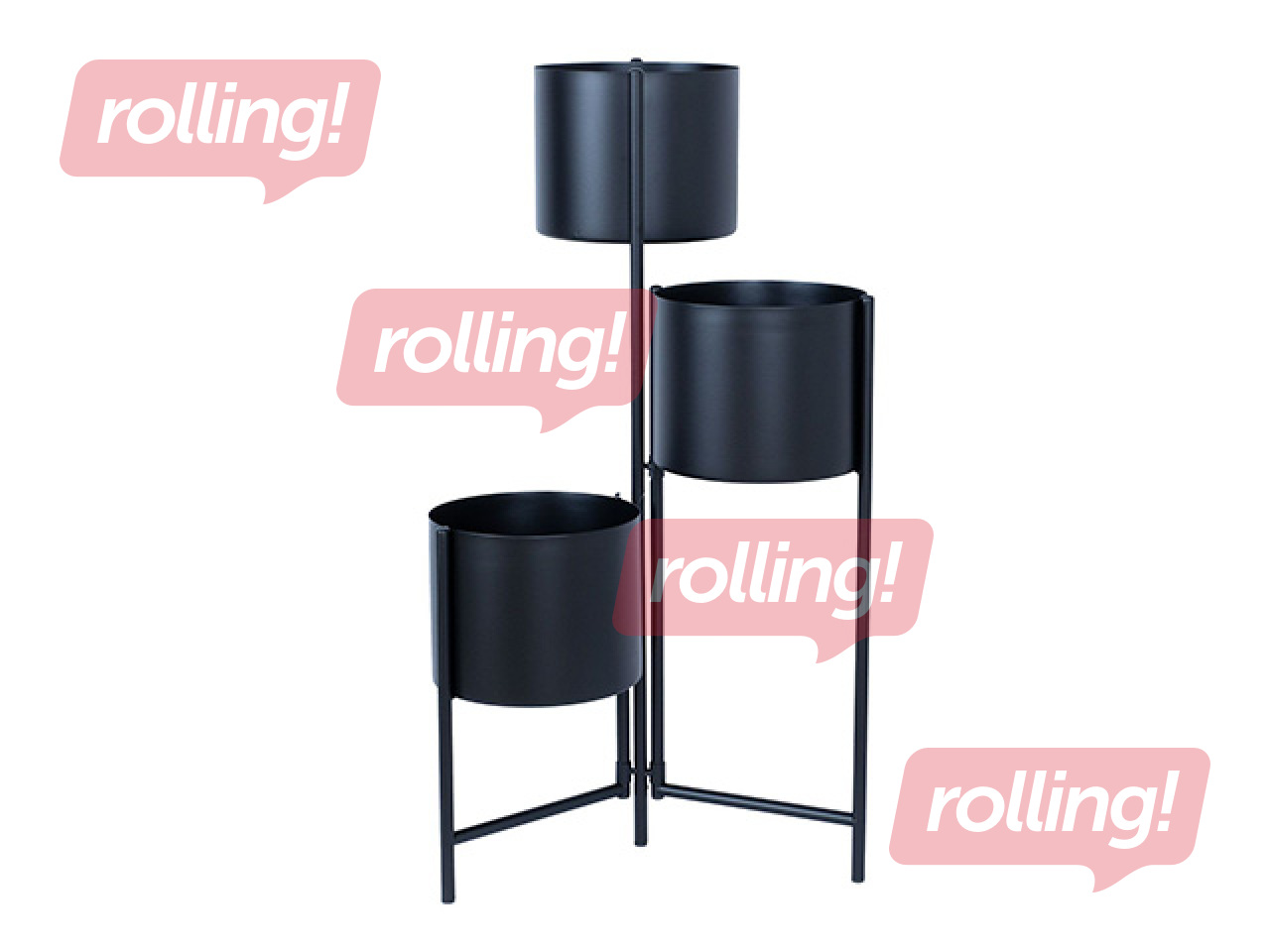 Декоративный цветочный горшок Deia Trio, с подставкой, металлический, чёрный, 23×22.5×75.5см