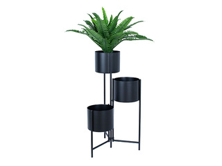 Декоративный цветочный горшок Deia Trio, с подставкой, металлический, чёрный, 23×22.5×75.5см