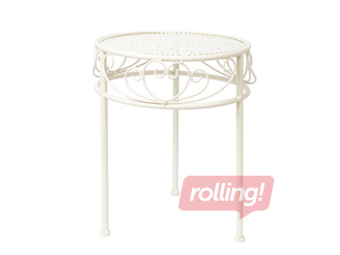 Plant pot stand Sandy, metal, white, Ø30x38cm