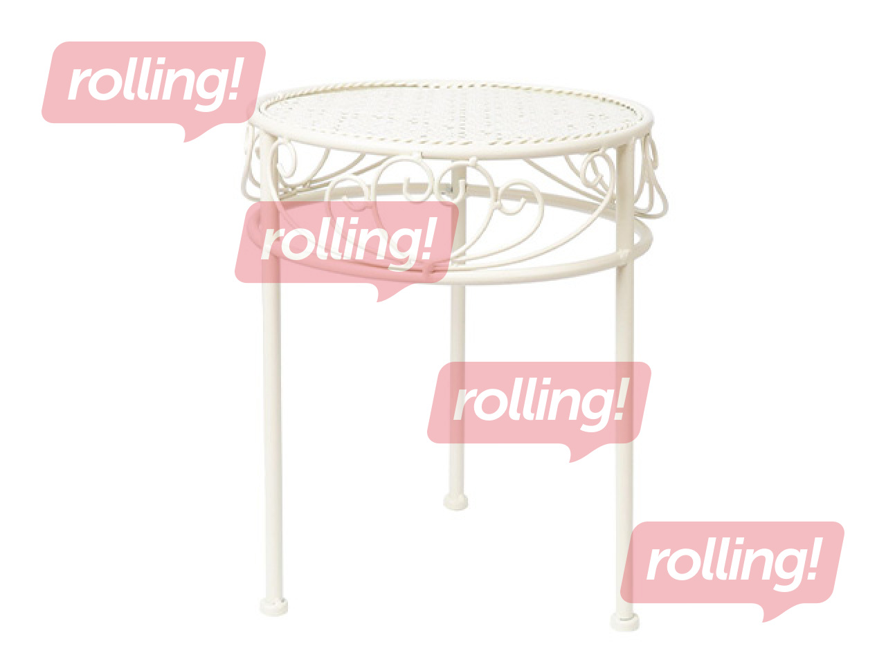 Plant pot stand Sandy, metal, white, Ø30x38cm