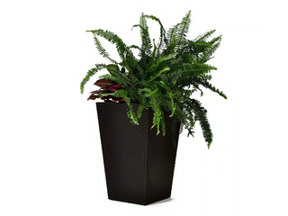 Декоративный цветочный горшок Keter Rattan Planter, пластик, коричневый, 38.5x38.5x57см