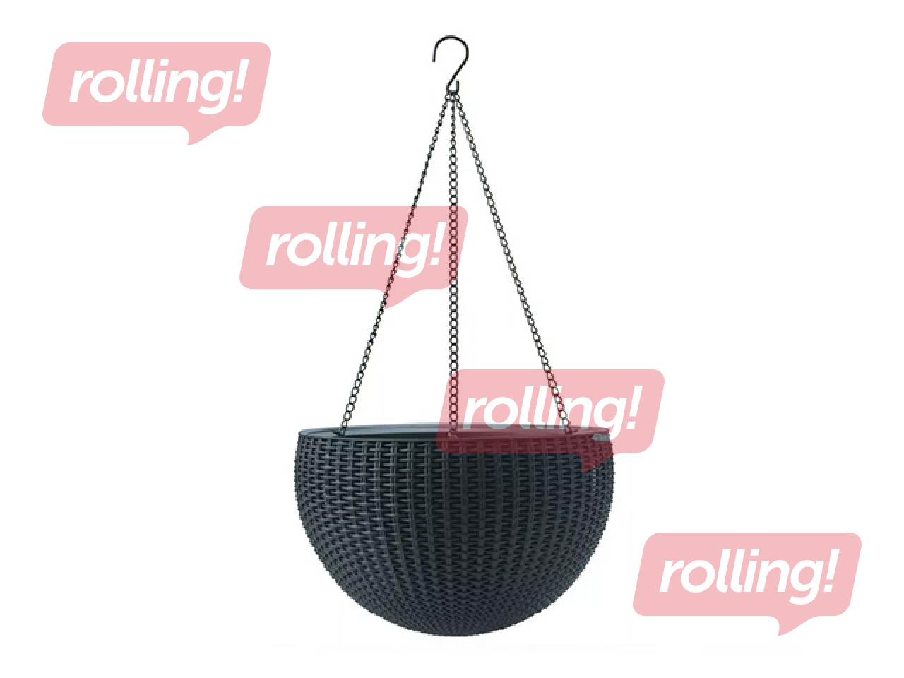 Dekoratīvais puķu pods Keter Sphere Planter, karināms, plastmasas, pelēks, Ø35cm