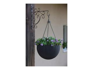 Dekoratīvais puķu pods Keter Sphere Planter, karināms, plastmasas, pelēks, Ø35cm