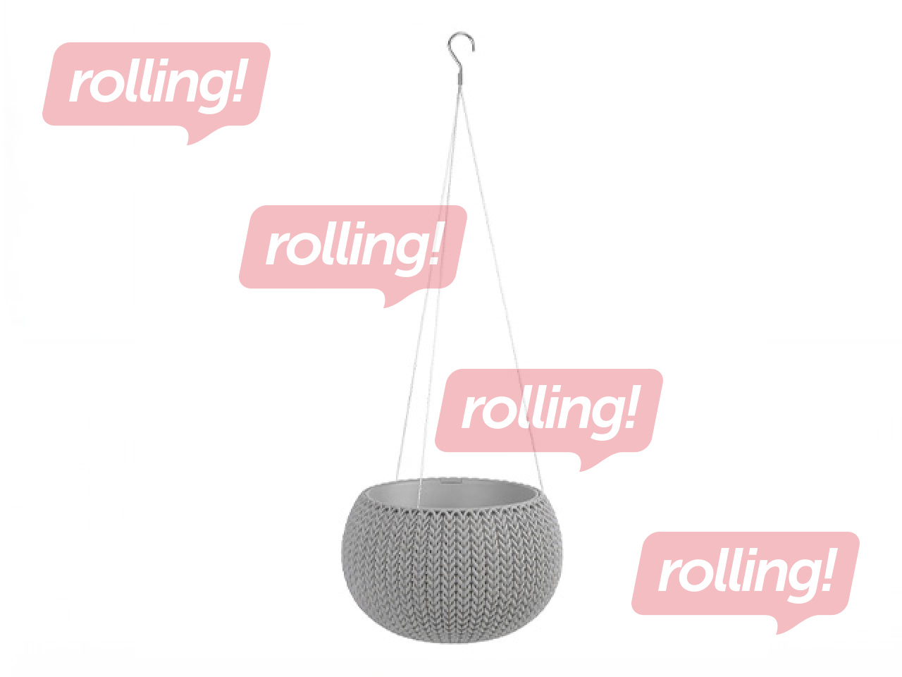 Dekoratīvais puķu pods Keter Cozy S, karināms, plastmasas, gaiši pelēks, Ø28cm