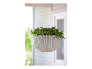Dekoratīvais puķu pods Keter Cozy S, karināms, plastmasas, gaiši pelēks, Ø28cm