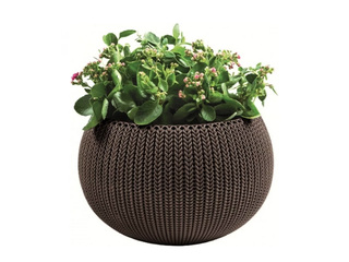 Decorative flower pot Keter Cozy M, hanging, plastic, brown, Ø36cm