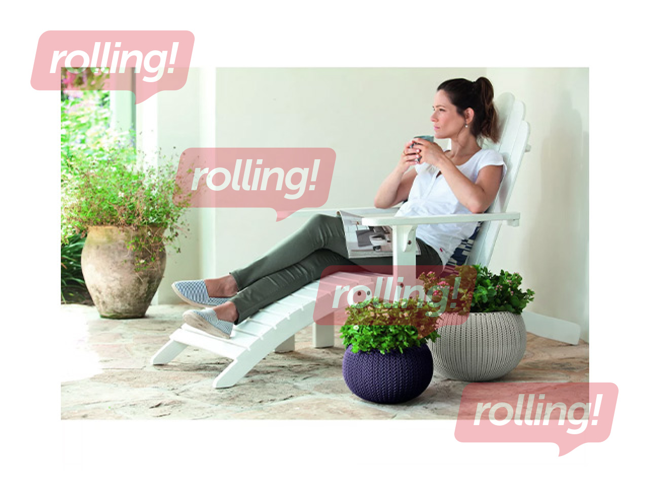 Dekoratīvais puķu pods Keter Cozy M, karināms, plastmasas, bēšs, Ø36cm