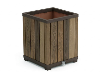 Puķu kaste Keter Deco Square Tall Planter, Walnut, brūna, 45.5x45.5x55cm
