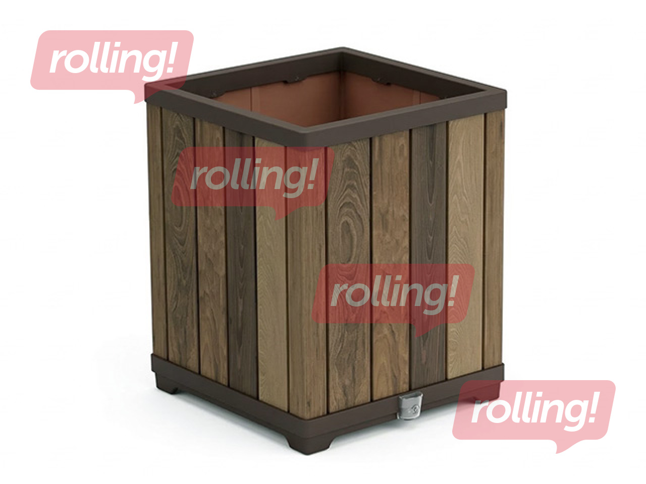 Puķu kaste Keter Deco Square Tall Planter, Walnut, brūna, 45.5x45.5x55cm