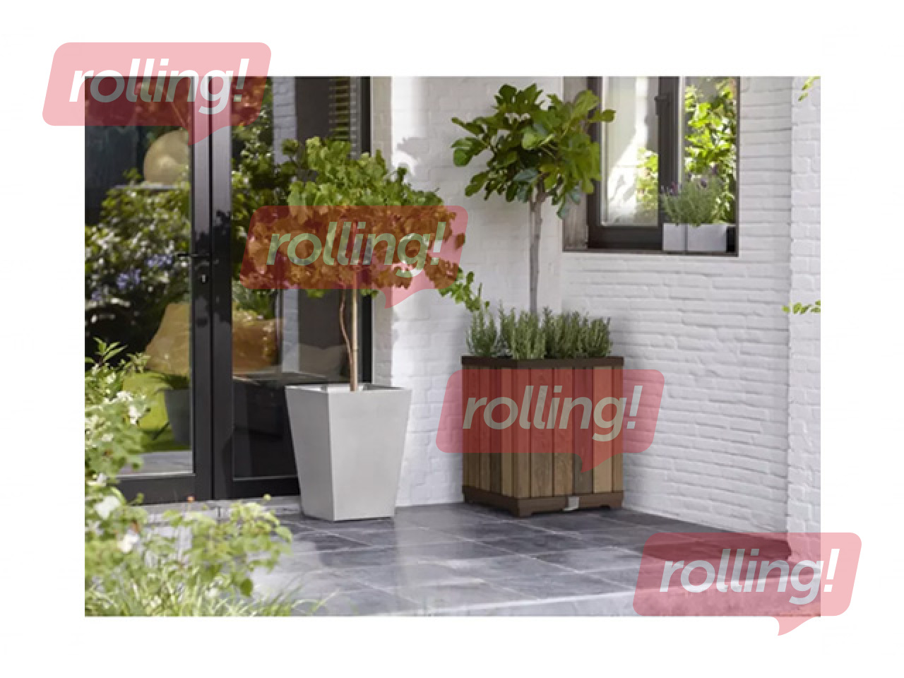 Puķu kaste Keter Deco Square Tall Planter, Walnut, brūna, 45.5x45.5x55cm