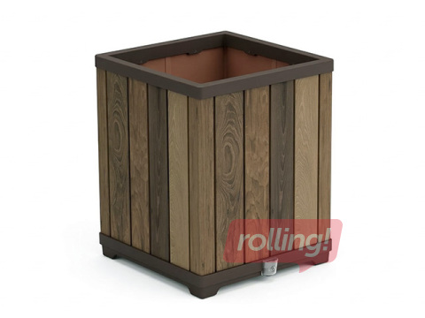 Цветочный ящик Keter Deco Square Tall Planter, Walnut, коричневый, 45.5x45.5x55см